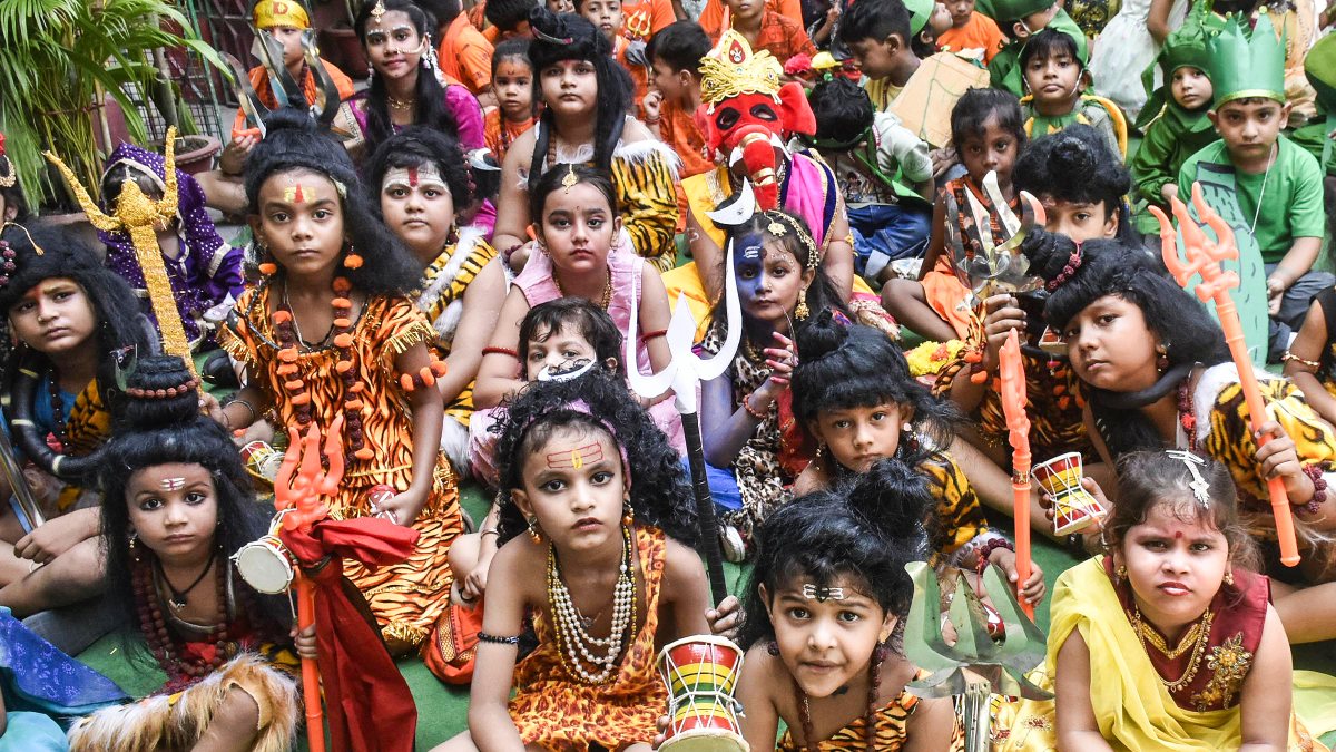 Students dress as Lord Shiva for Shravan contest in Patna
