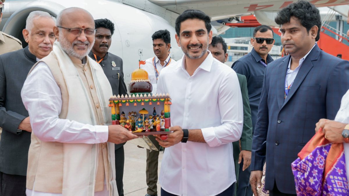 VP Radhakrishnan felicitated by Andhra minister at Vijayawada airport