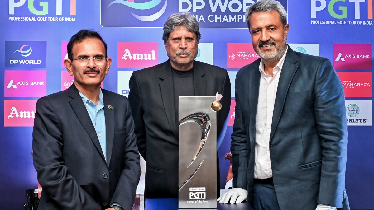 Kapil Dev unveils PGTI Order of Merit trophy in New Delhi