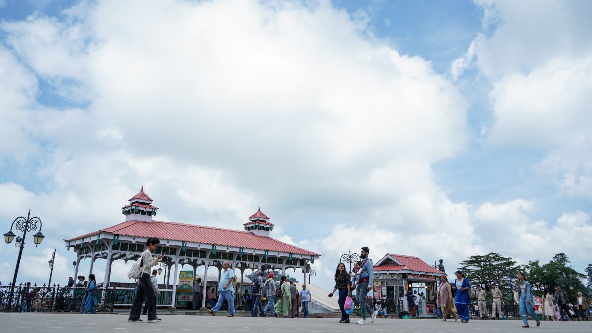Tourists enjoy pleasant weather at the Ridge in Shimla