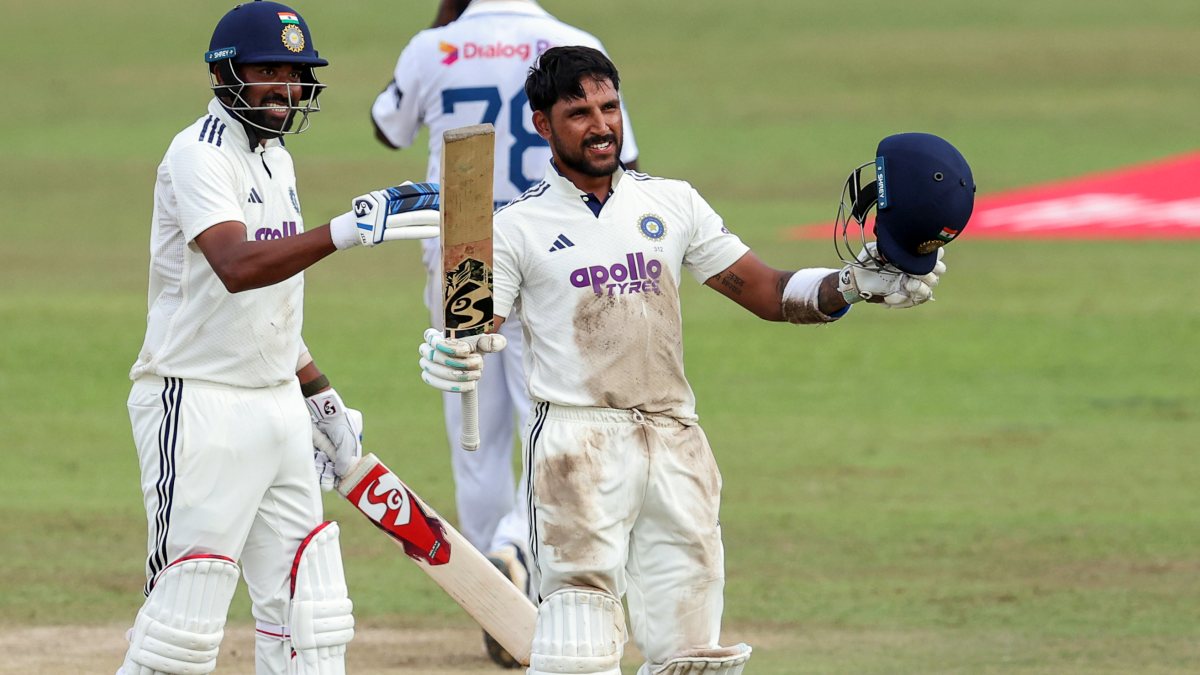 Dhruv Jurel and Siraj celebrate century on day two in Colombo
