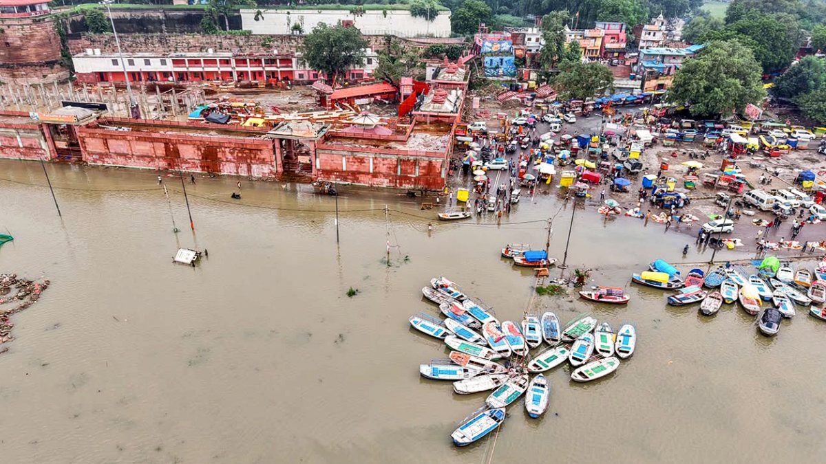 Ganga and Yamuna flood ghats in Prayagraj after heavy rain