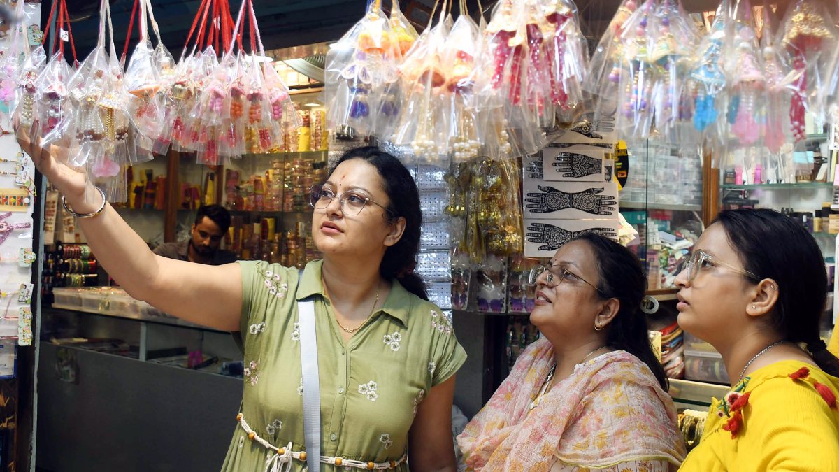 Women shop for rakhis ahead of Raksha Bandhan in Guwahati