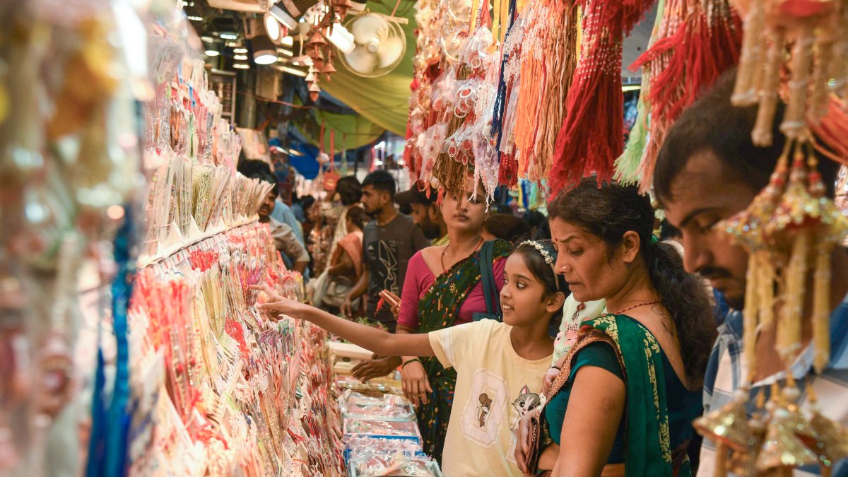 Women shop for rakhis ahead of Raksha Bandhan in Patna
