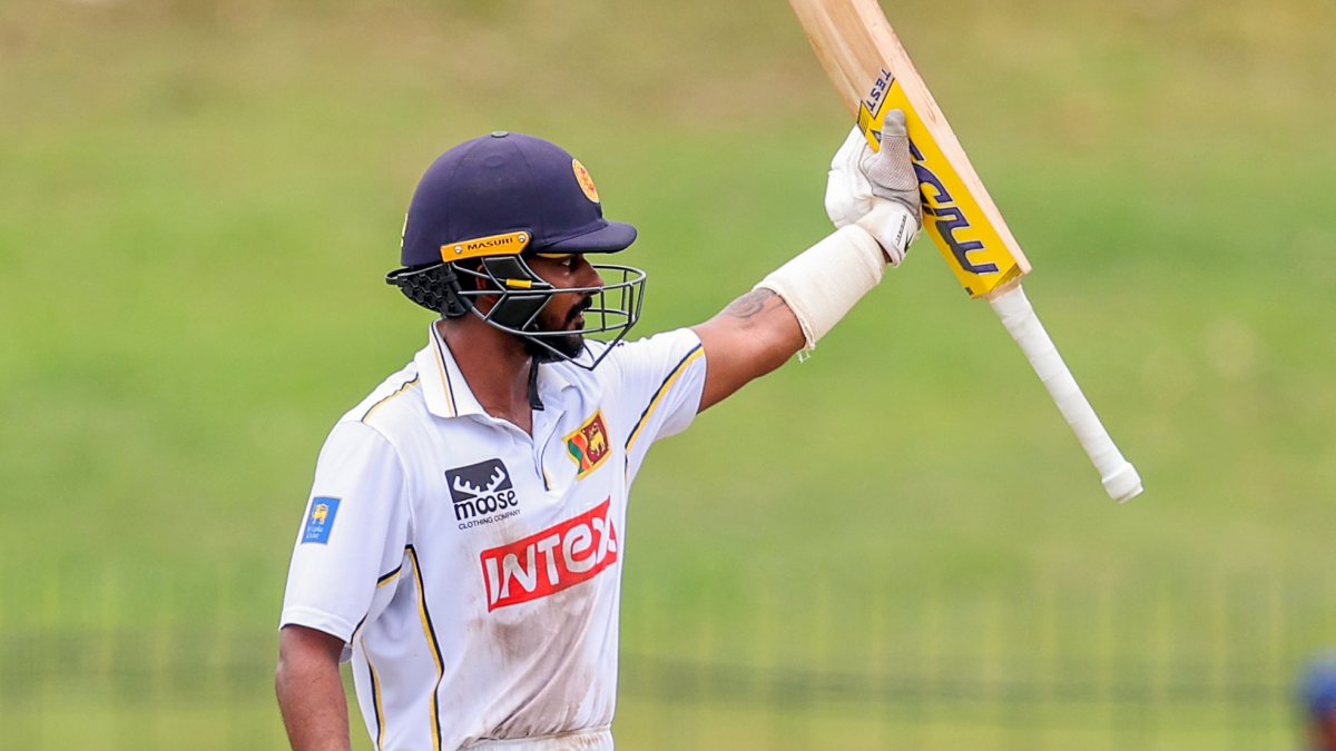 Sri Lankan batsman Sooriyabandara celebrates half-century in second Test