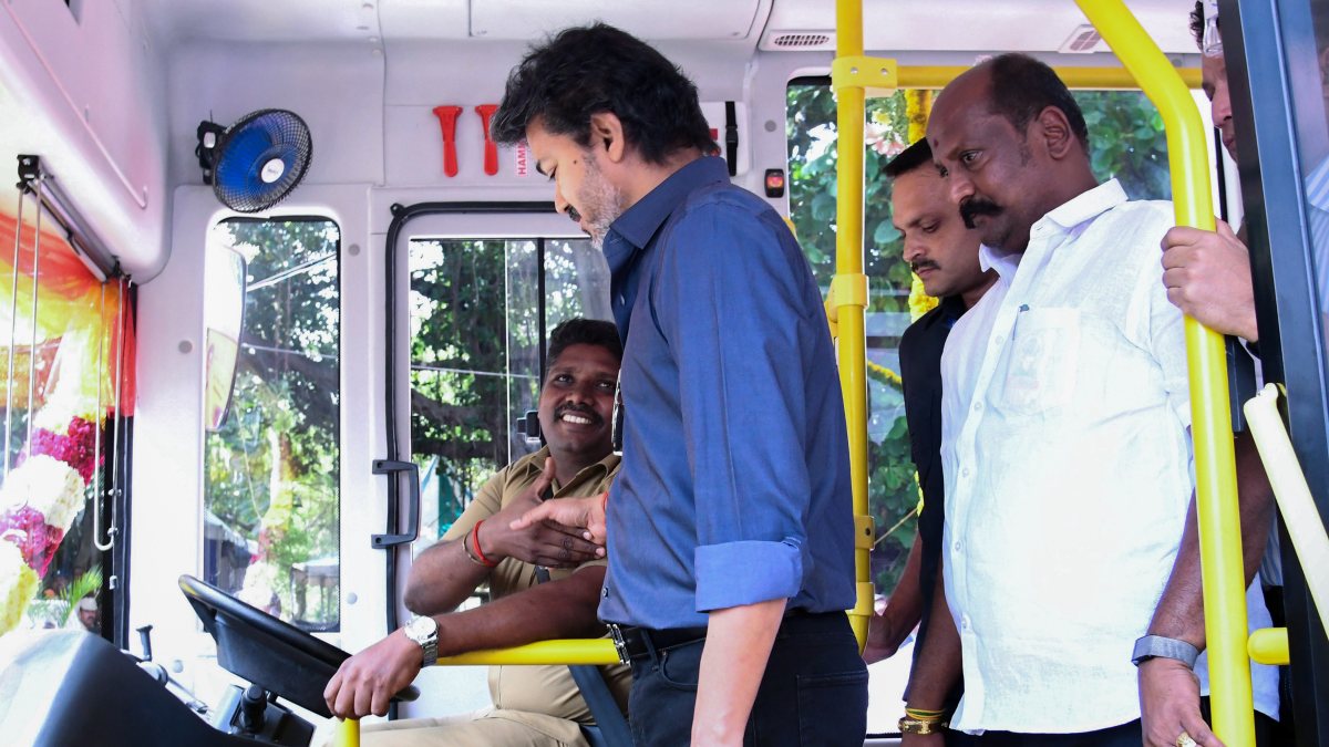Tamil Nadu CM Vijay inspects new bus, meets driver at launch