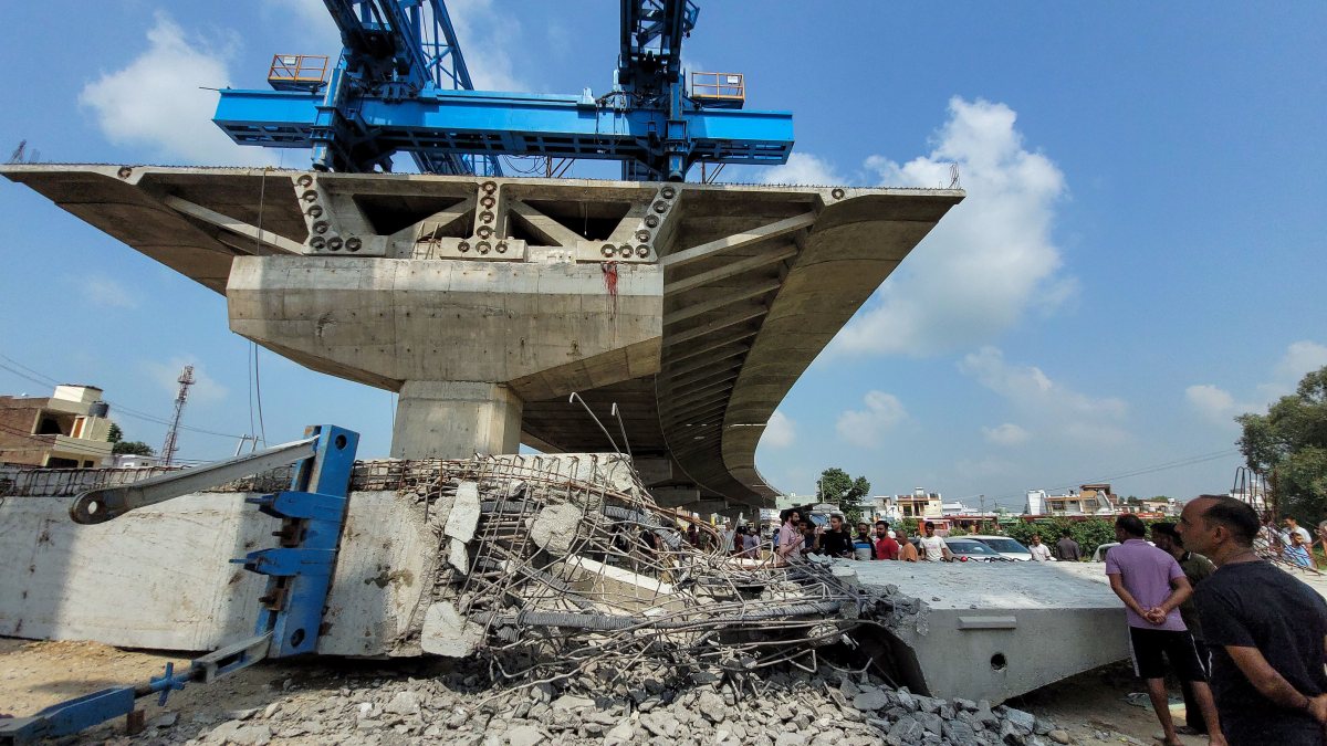 Concrete segment collapses during expressway construction in Jammu