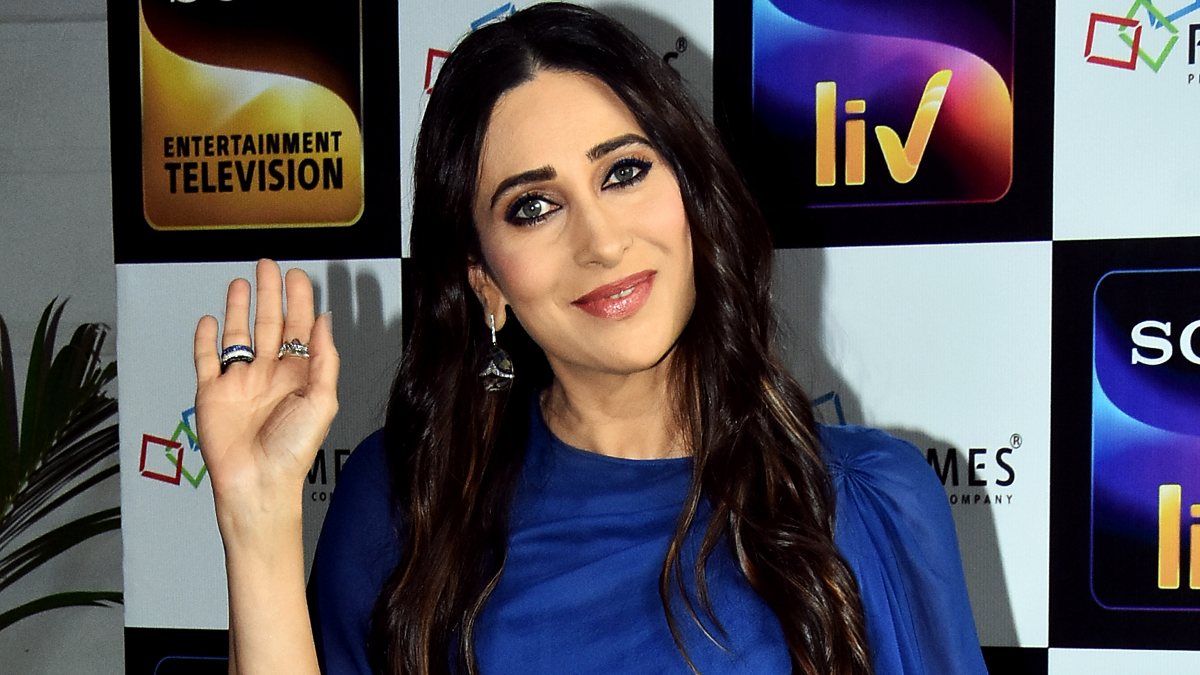 Karisma Kapoor poses at Mumbai Film City
