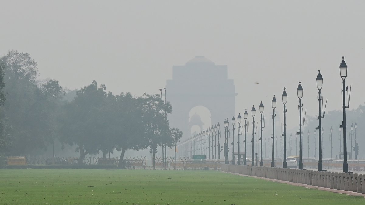 Monsoon mist shrouds India Gate on Kartavya Path