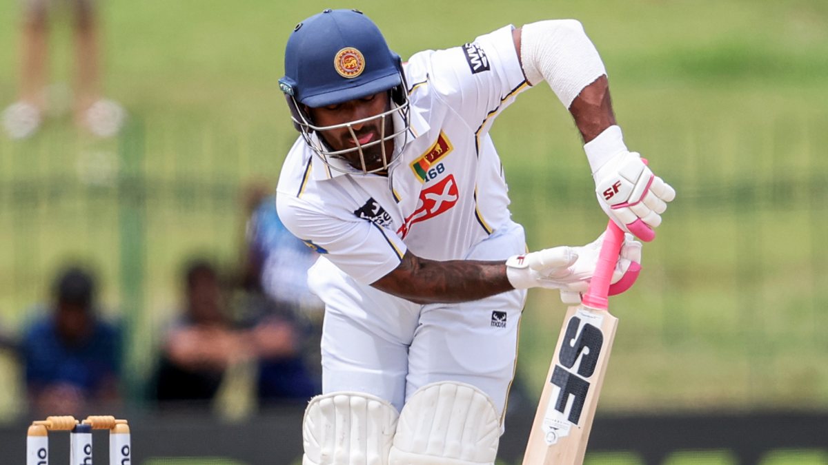 Lahiru Udara plays a shot on day 4 of 2nd Test in Colombo