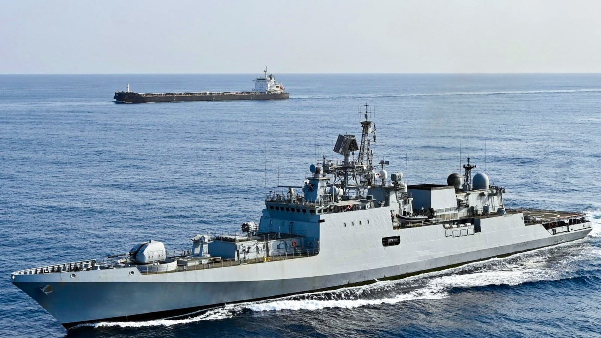 Indian Navy escorts merchant ships through Bab-el-Mandeb Strait
