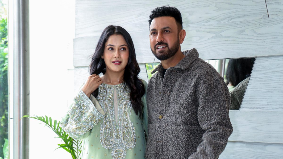 Shahnaaz Gill and Gippy Grewal promote Singh VS Kaur in New Delhi