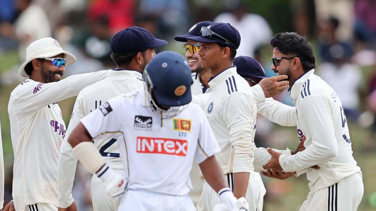 India's Saransh Jain celebrates wicket of Dickwella on day 4 in Colombo