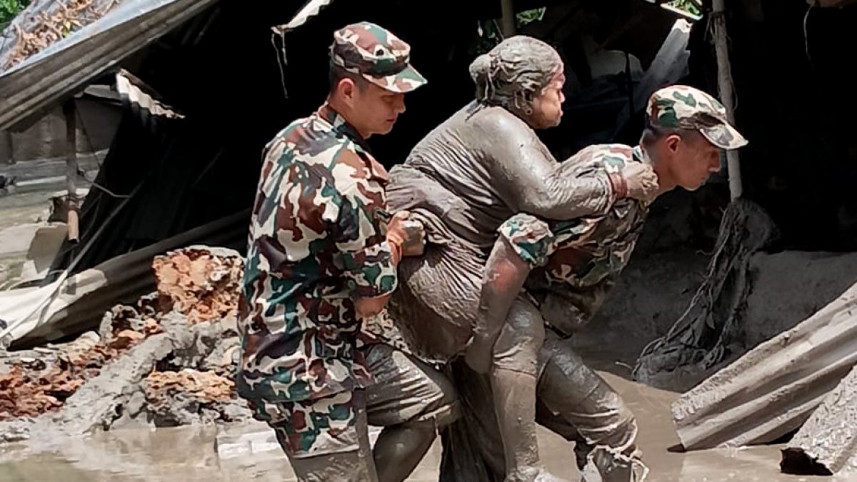 Nepal Army rescues woman from flash flood waters