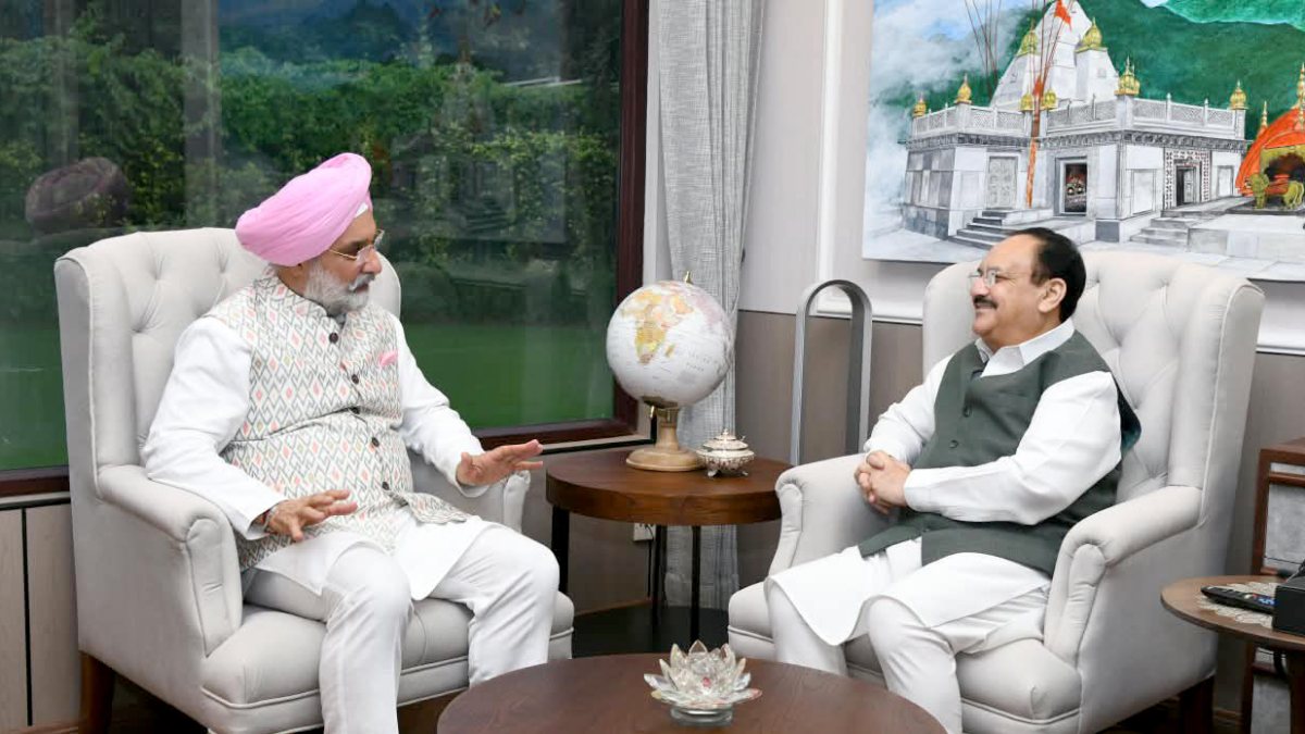 Delhi LG Sandhu meets Union Minister JP Nadda