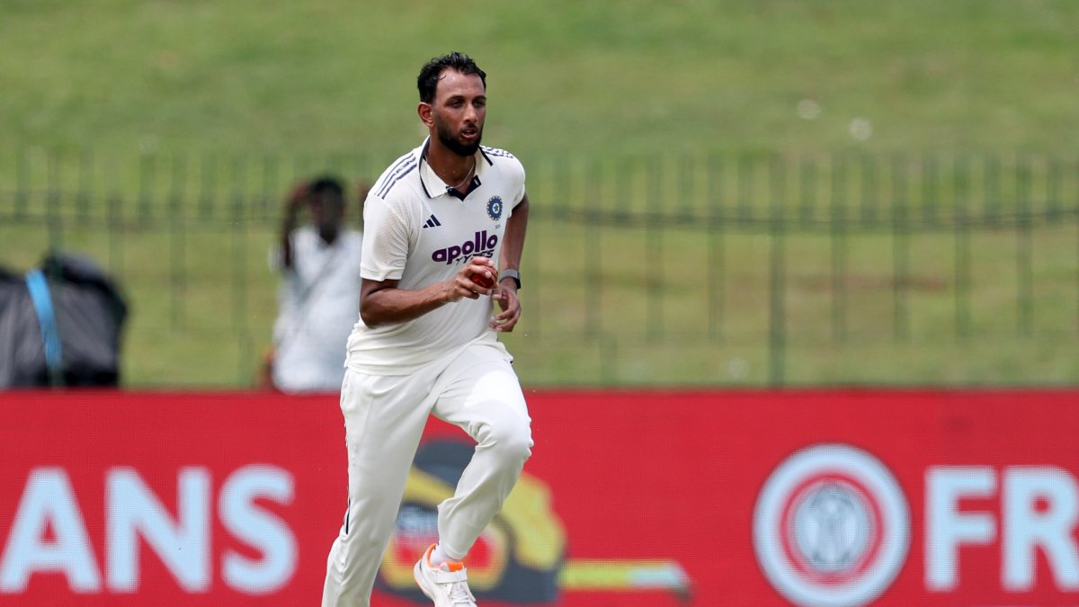 India's Prasidh Krishna bowls on day 5 of 2nd Test in Colombo