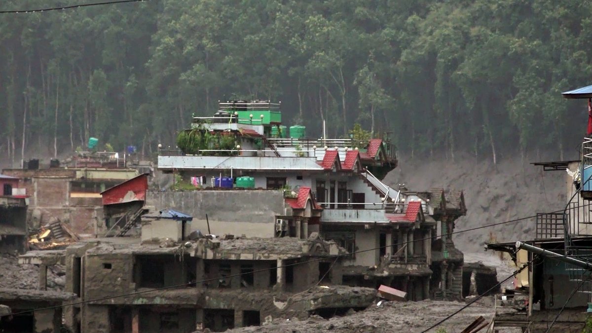 Flash flood in Nepal's Bhotekoshi River damages houses in Nuwakot