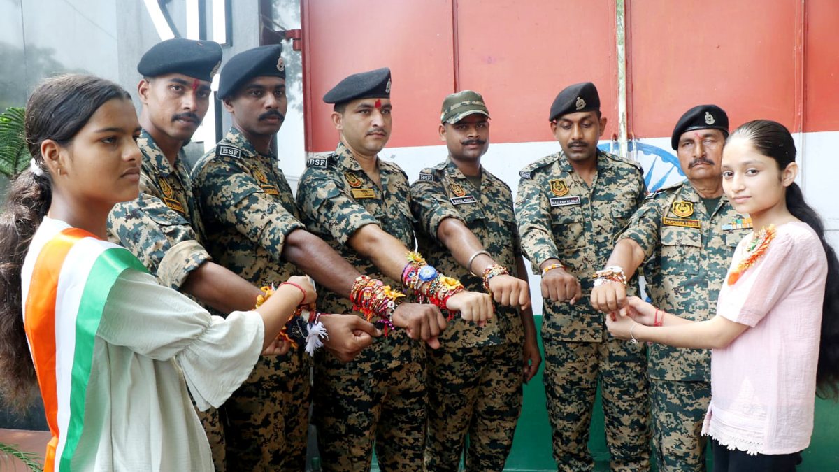 BSF men get rakhis from girls ahead of Raksha Bandhan in Jammu