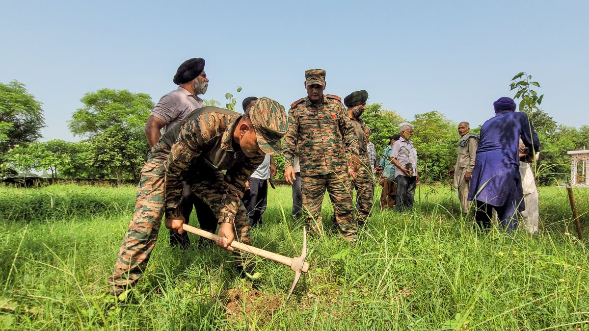 Indian Army Territorial Army conducts plantation drive in Samba village