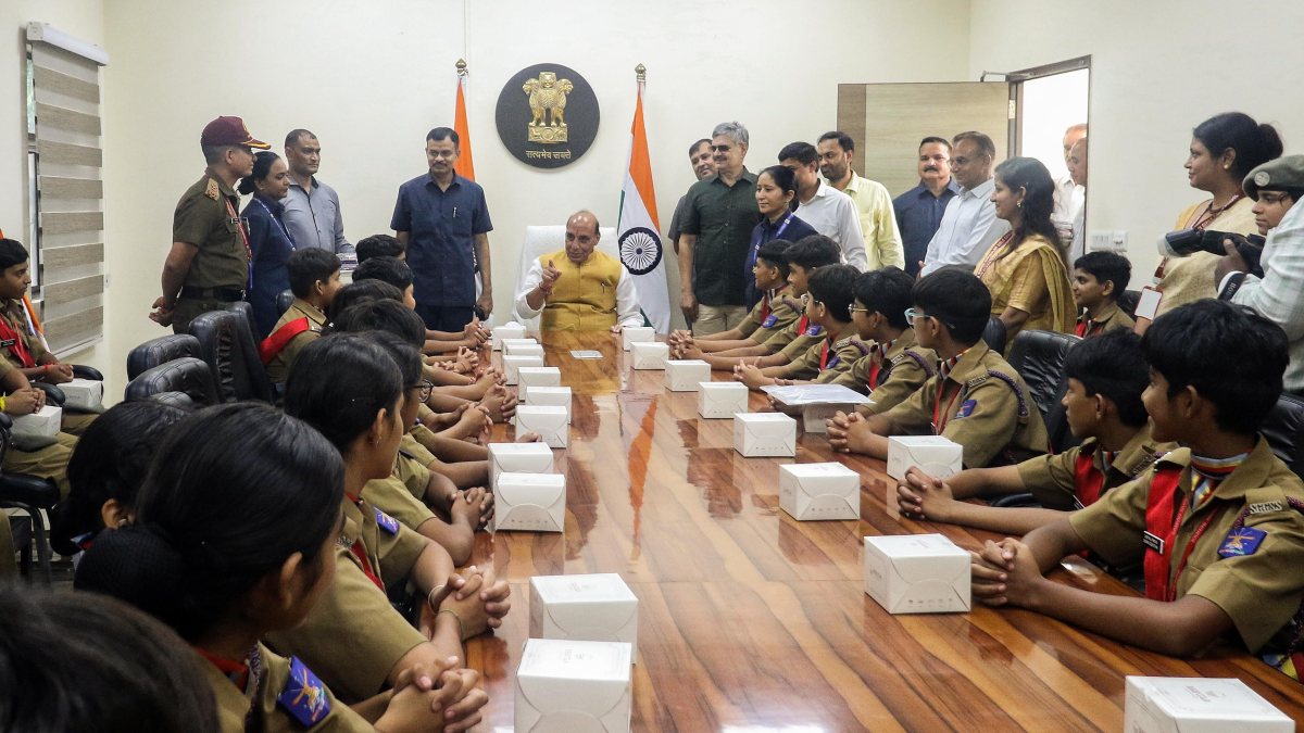 Rajnath Singh celebrates Raksha Bandhan with NCC cadets