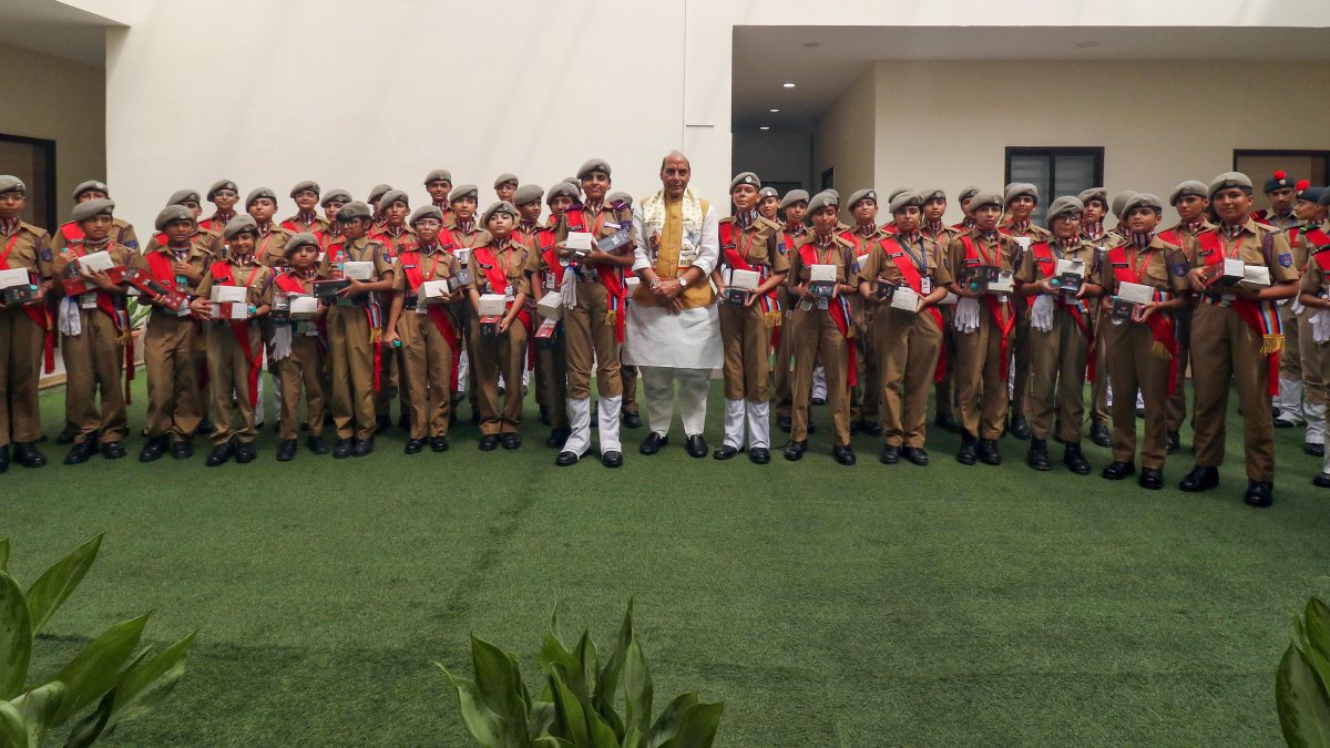 Rajnath Singh celebrates Raksha Bandhan with NCC cadets
