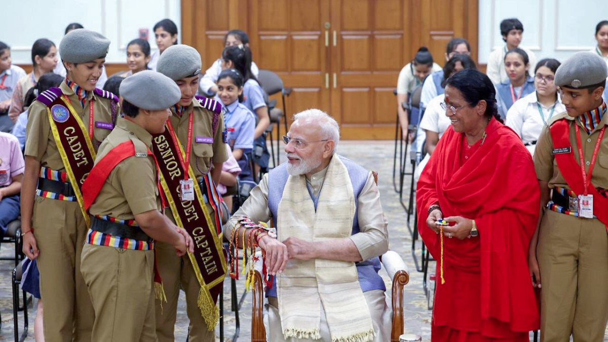 PM Modi interacts with NCC cadets at Raksha Bandhan event