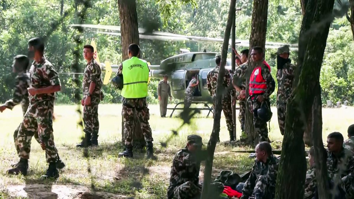 Helicopter rescues flood victims in Nuwakot