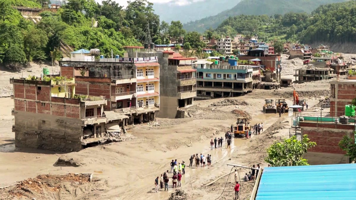 Drone footage shows rescue underway in flood-hit Trishuli