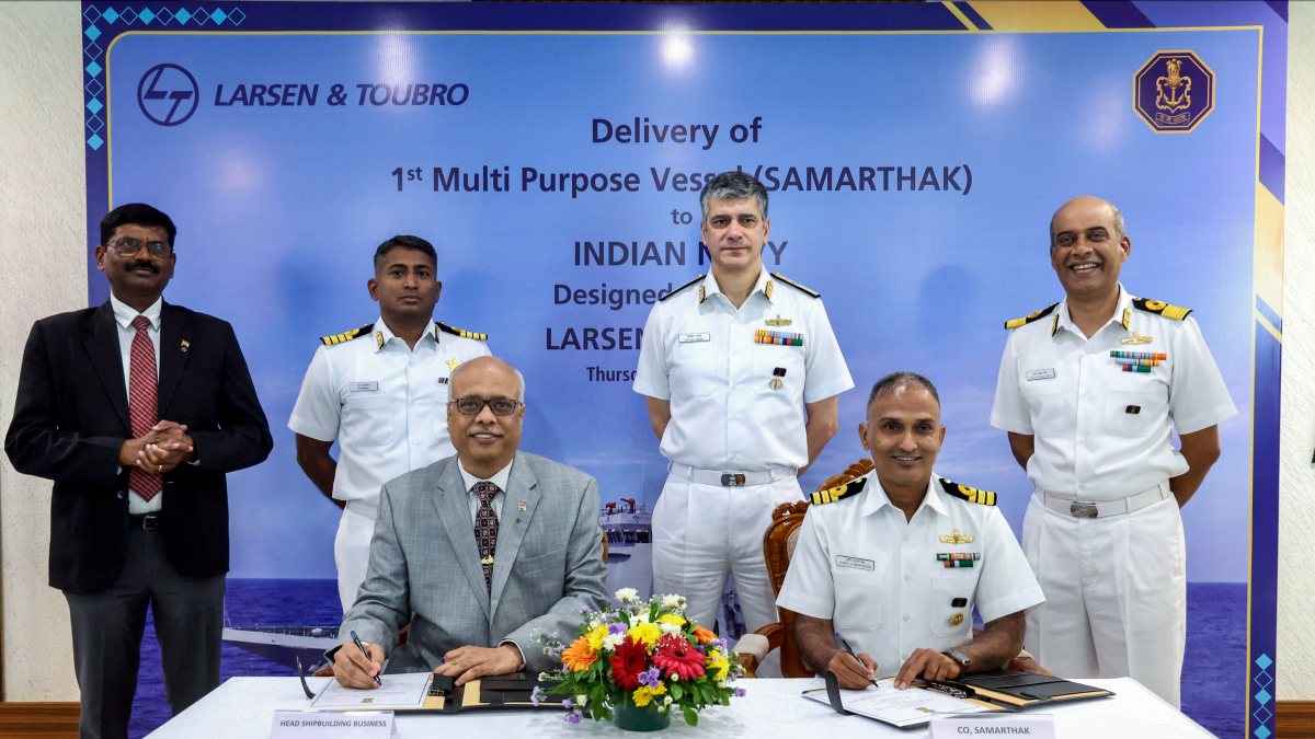 L&T, Navy sign delivery documents for indigenous vessel Samarthak