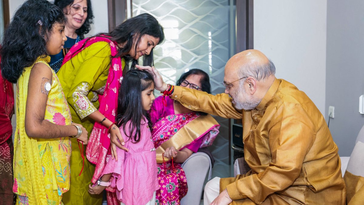 Amit Shah celebrates Raksha Bandhan with diabetic children in Ahmedabad