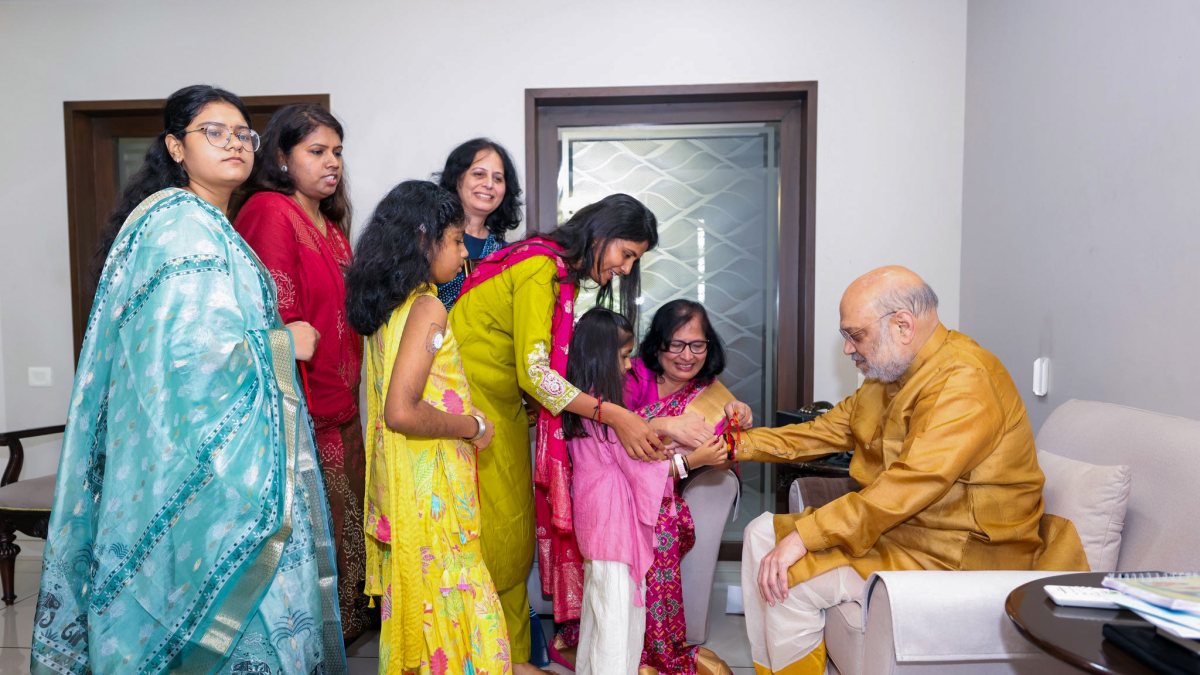 Amit Shah celebrates Raksha Bandhan with diabetic children in Ahmedabad
