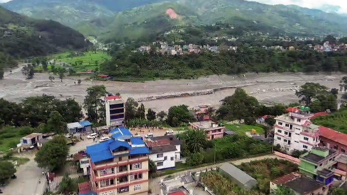 Drone footage shows flash-flood devastation in Nepal's Trishuli