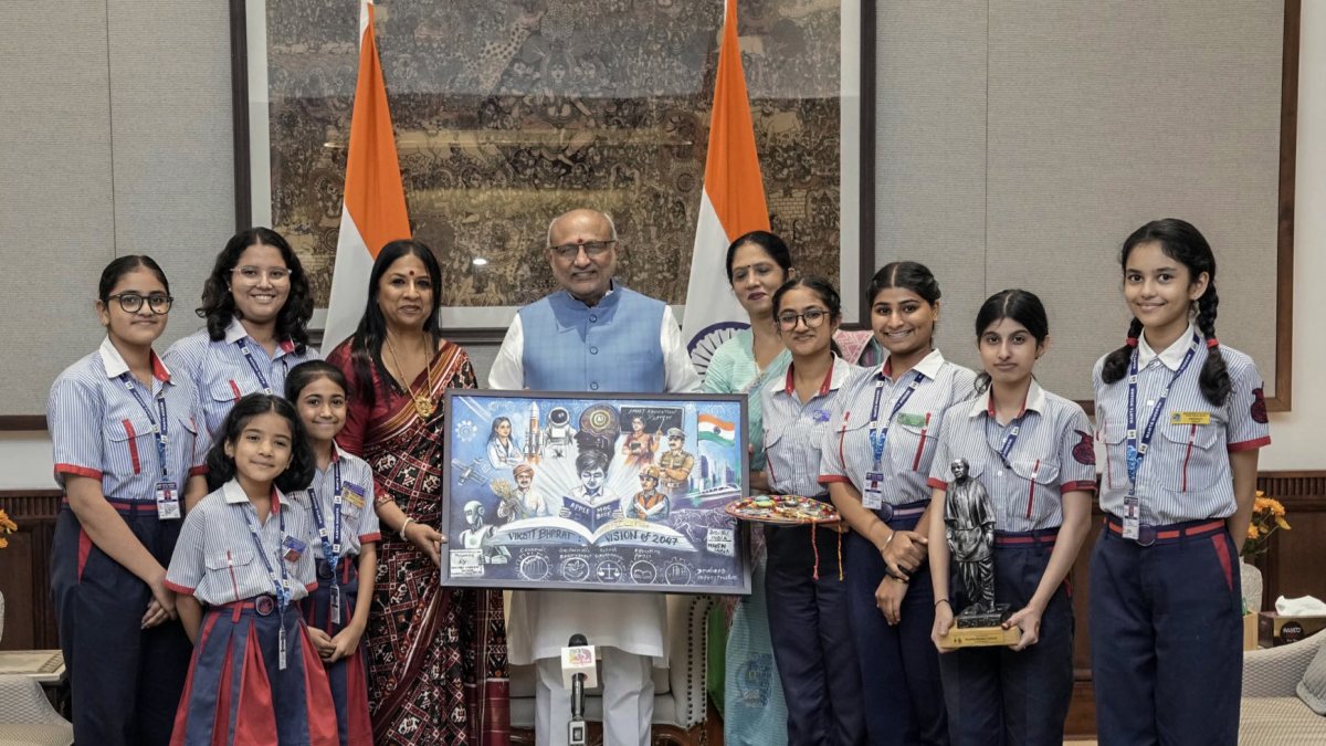 VP Radhakrishnan celebrates Raksha Bandhan with schoolchildren