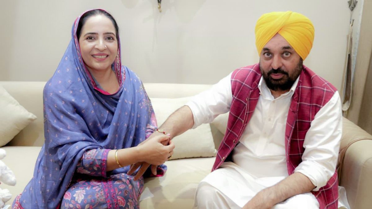 Punjab CM Mann gets Rakhi from sister on Raksha Bandhan