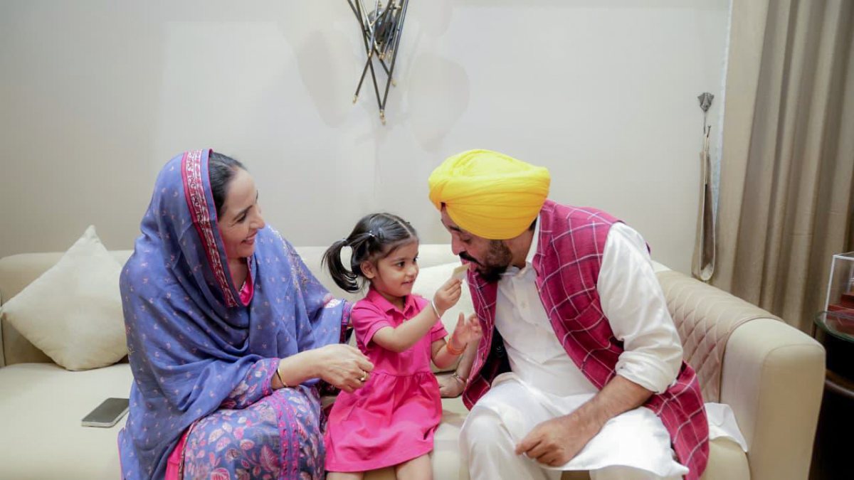 Punjab CM Bhagwant Mann celebrates Raksha Bandhan with sister in Chandigarh