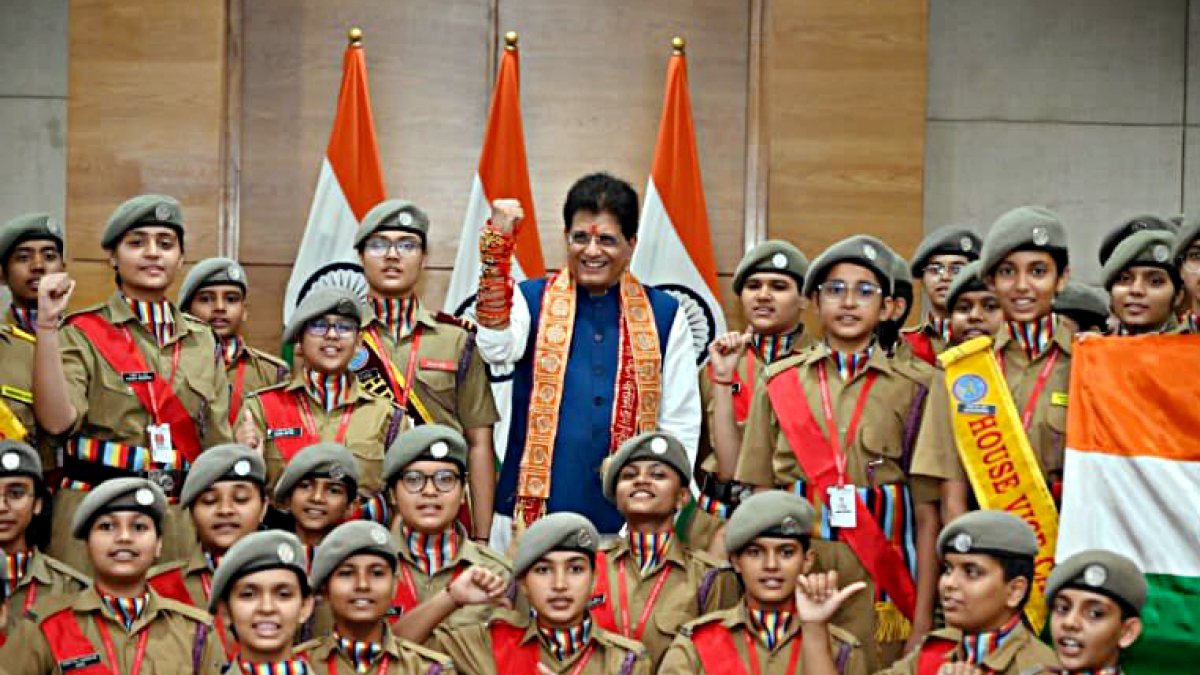 Piyush Goyal celebrates Raksha Bandhan with cadets in New Delhi