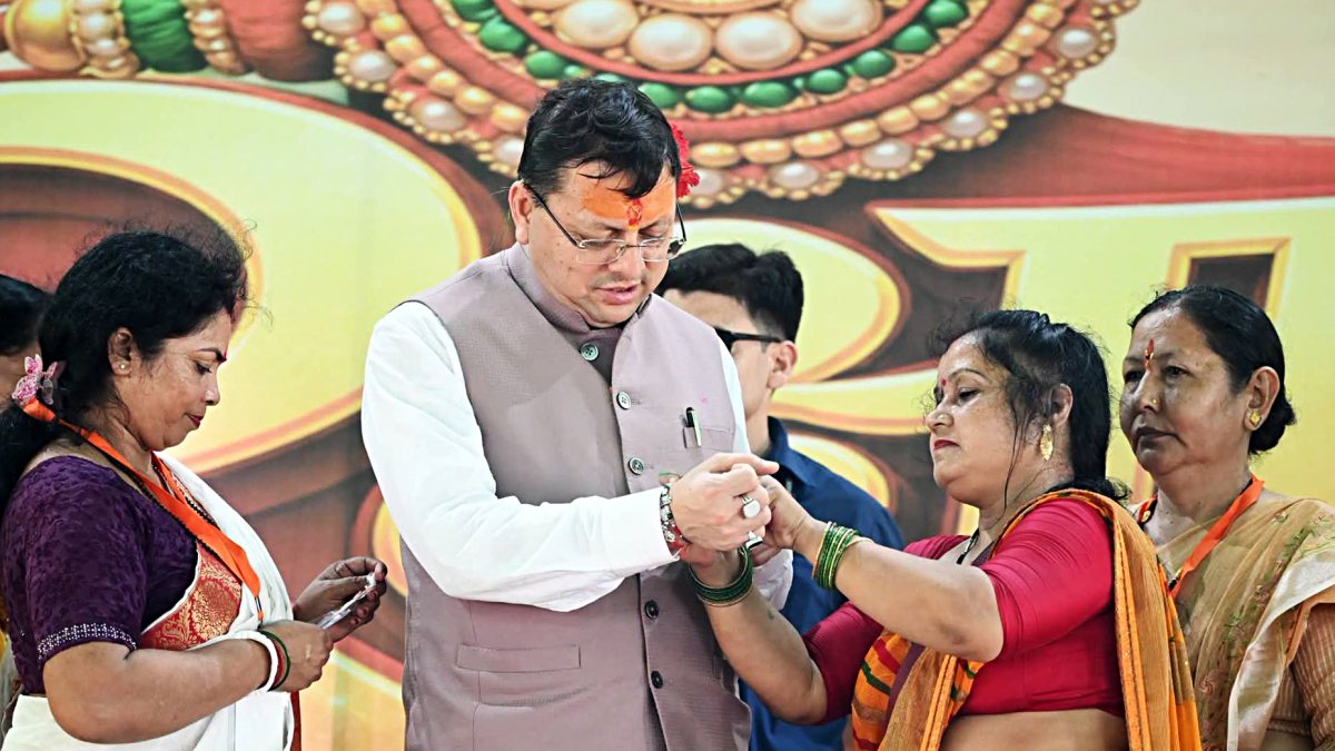 Uttarakhand CM Dhami celebrates Raksha Bandhan in Udham Singh Nagar