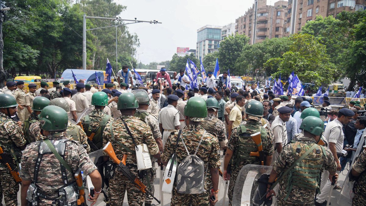 Security deployed during Aazad Samaj Party's Adhikar March in Patna