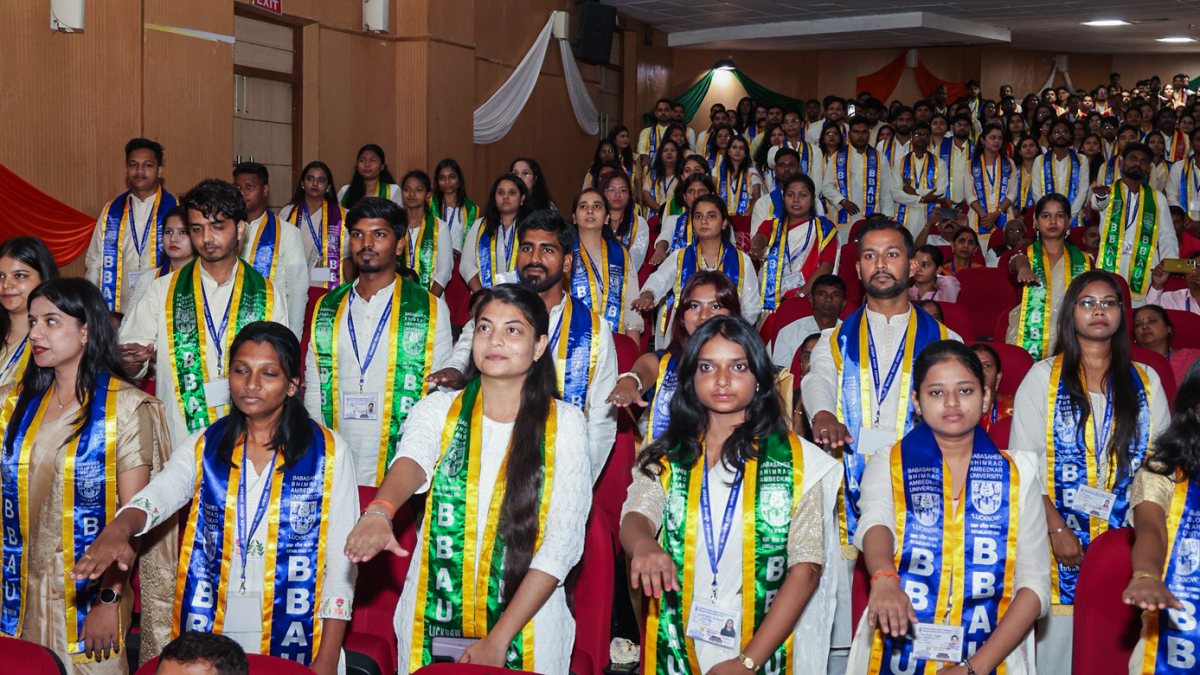 Students pledge at Ambedkar University convocation in Lucknow