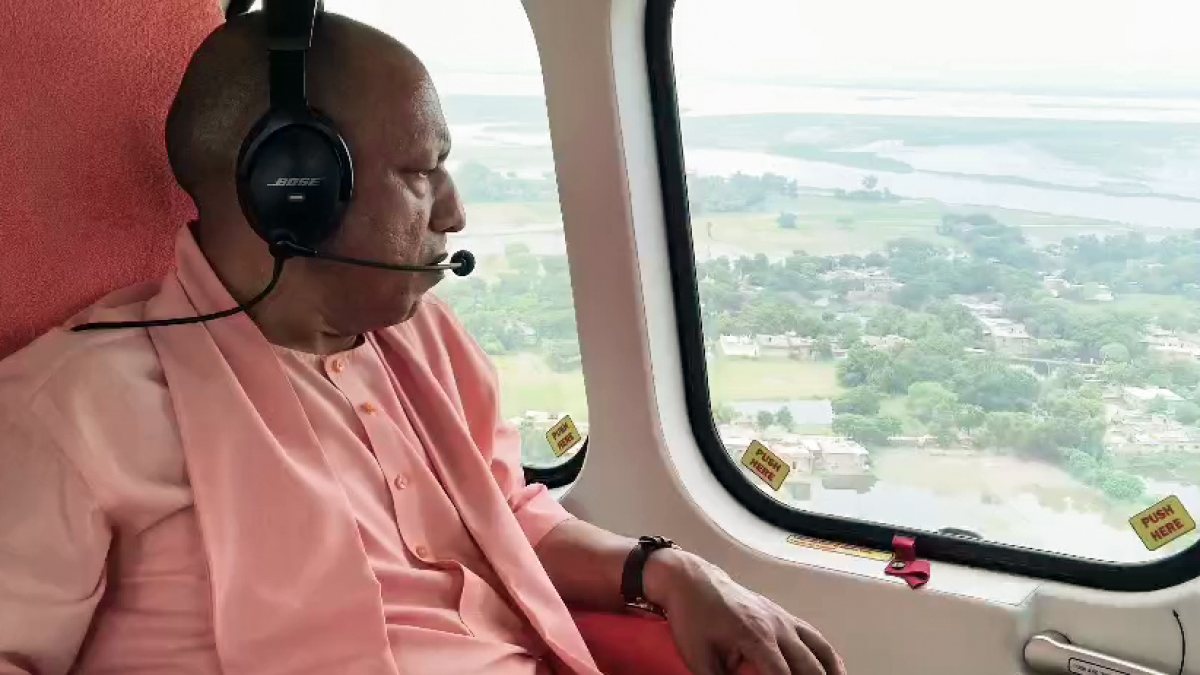 Yogi Adityanath conducts aerial survey of flood-hit Ballia