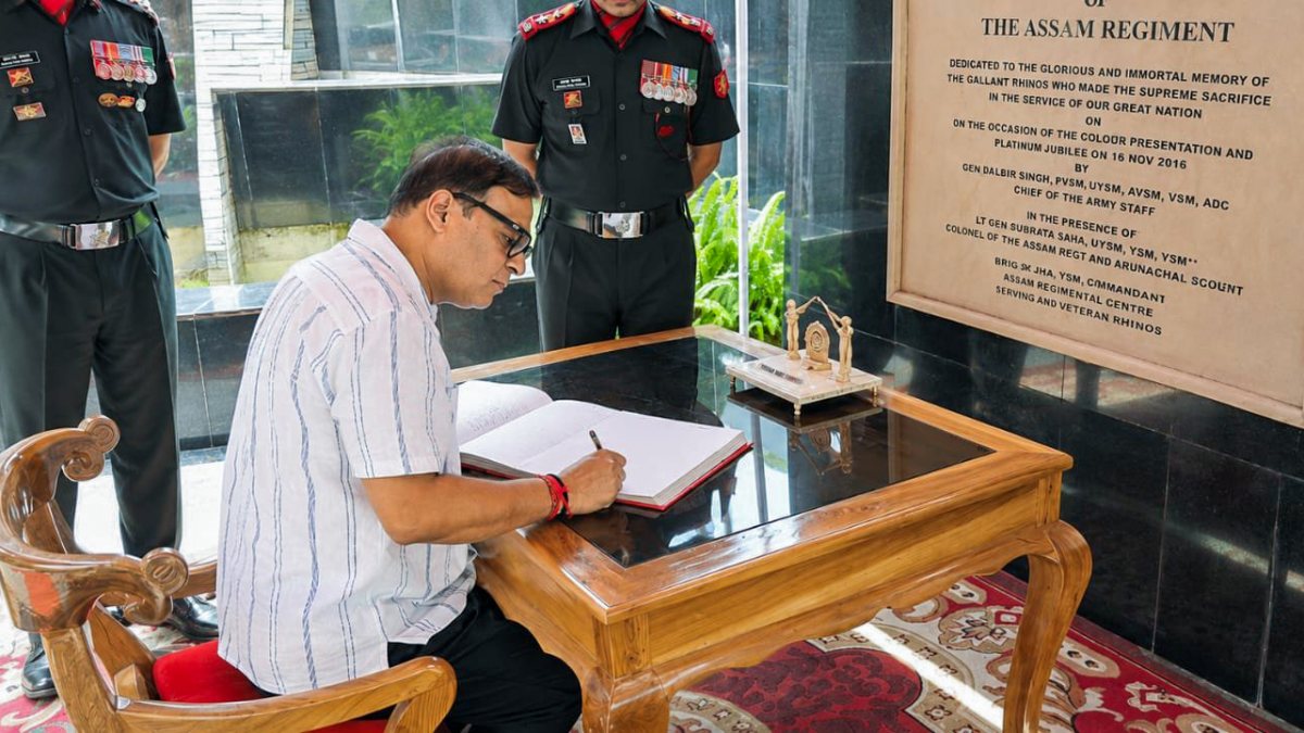 Assam CM Sarma signs visitor's book at War Memorial in Shillong