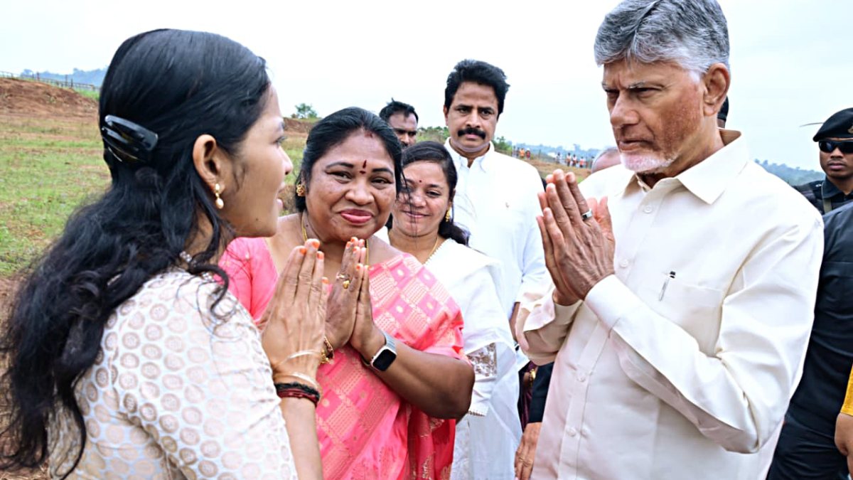 Andhra CM Naidu greets officials on arrival in Araku Valley