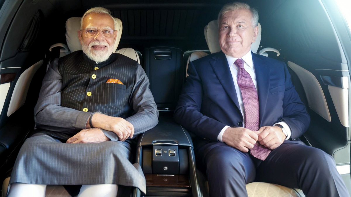 Modi shares car with Uzbekistan President on arrival in Tashkent