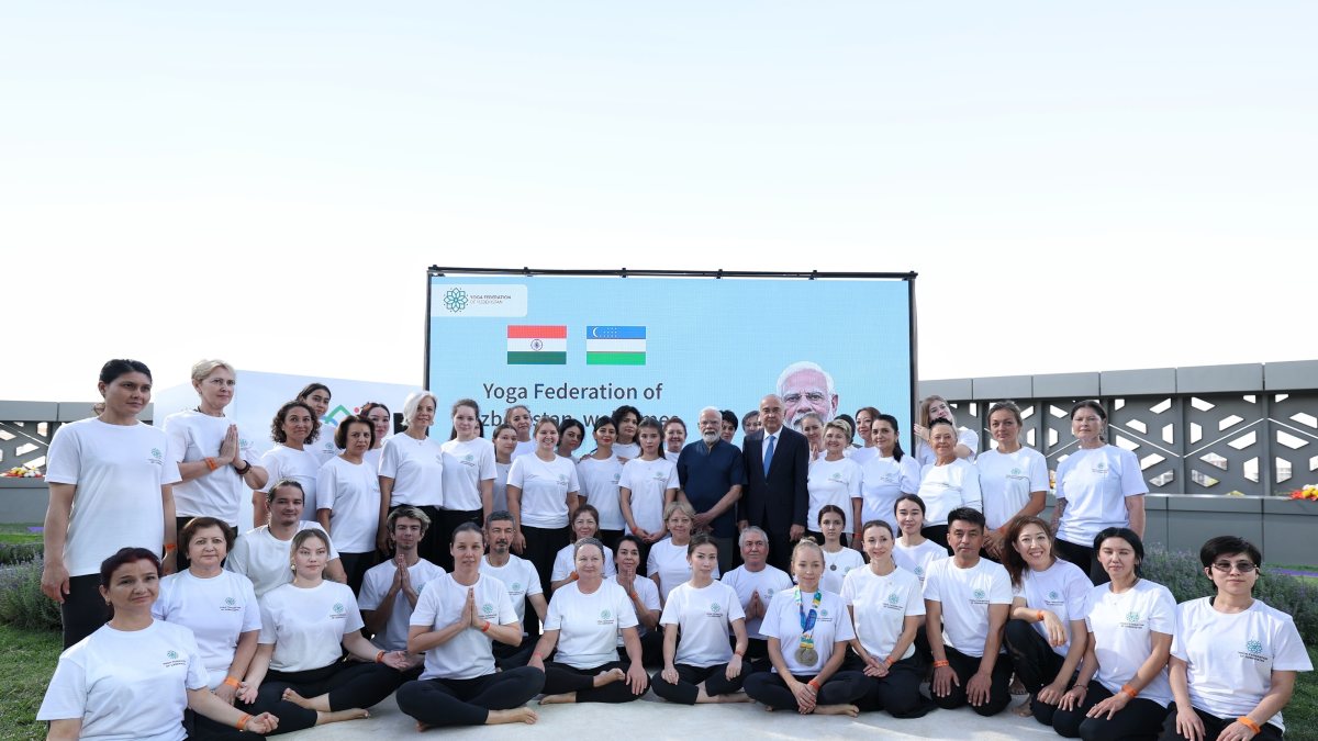 Modi joins yoga session with delegates in Tashkent