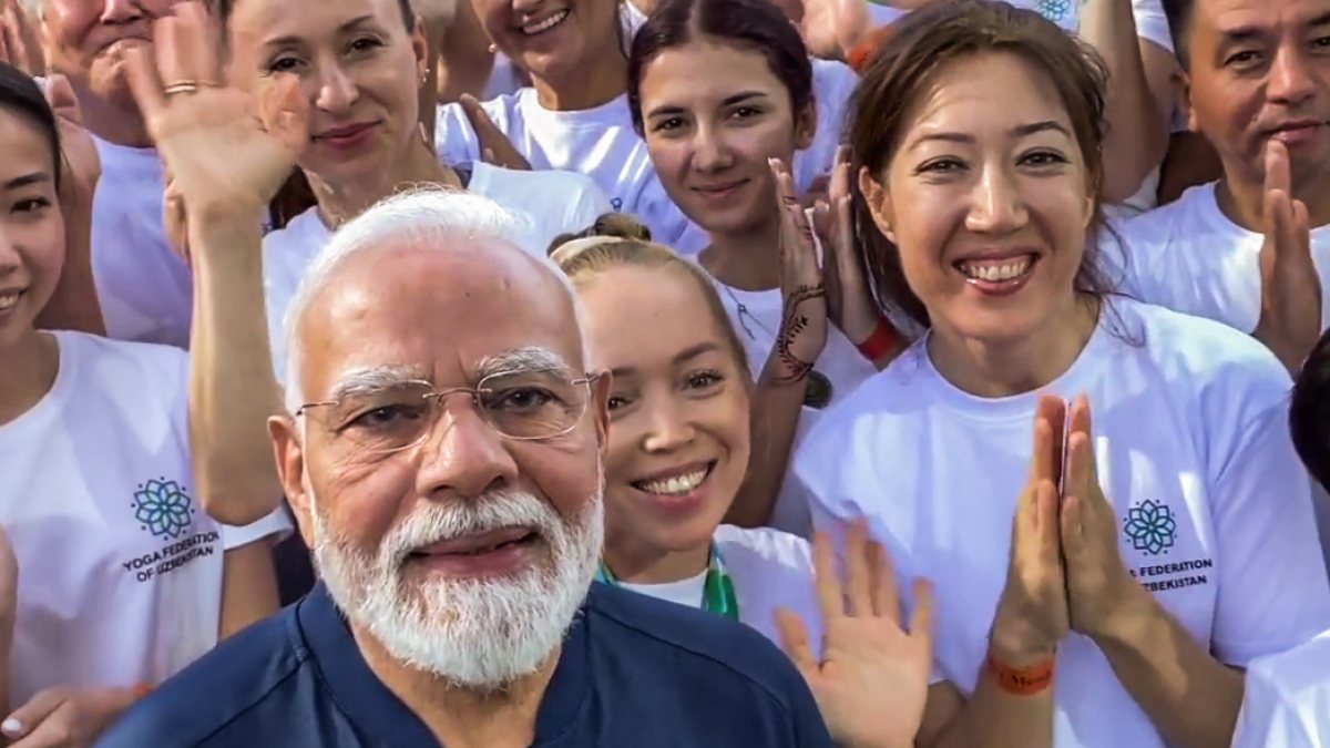 PM Modi joins yoga session with Uzbek practitioners in Tashkent