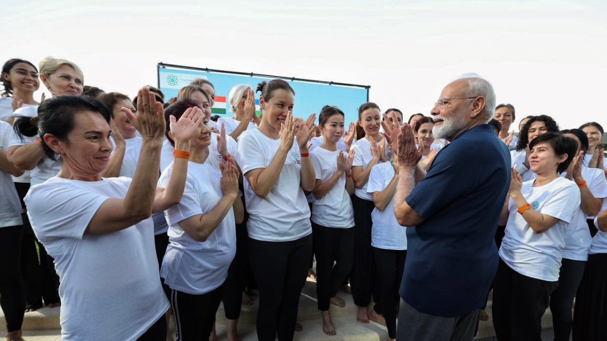 Modi joins yoga session in Tashkent with Uzbekistan participants