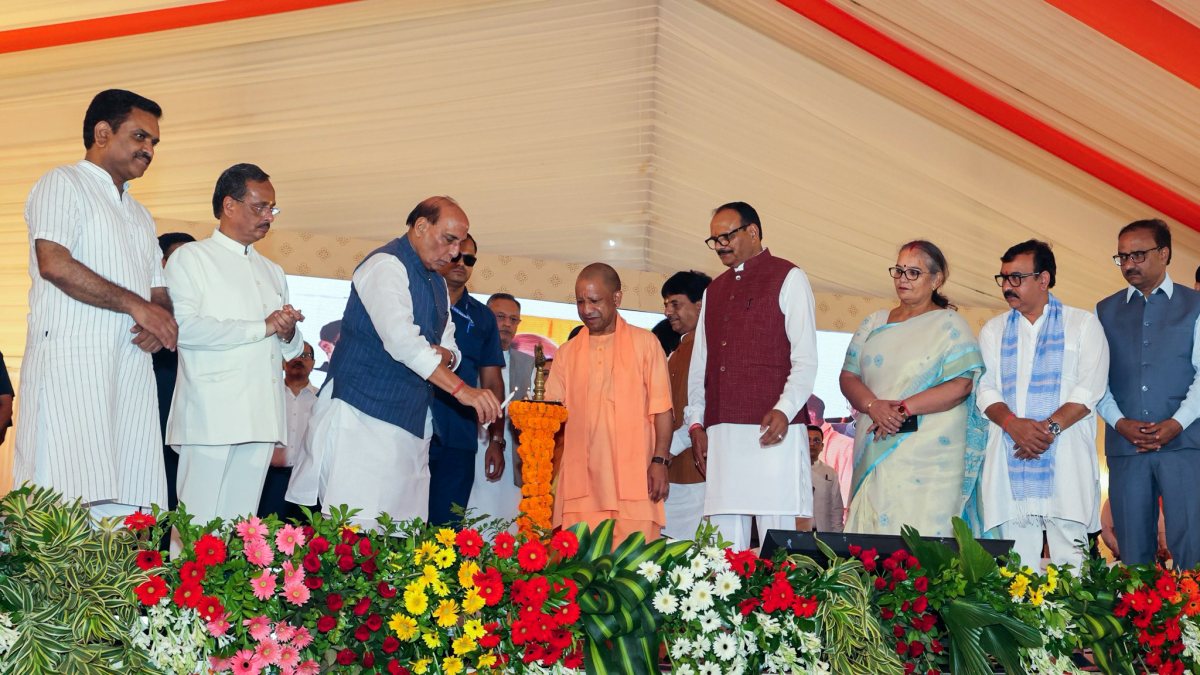 Rajnath Singh lays foundation for 12 Lucknow Cantt projects