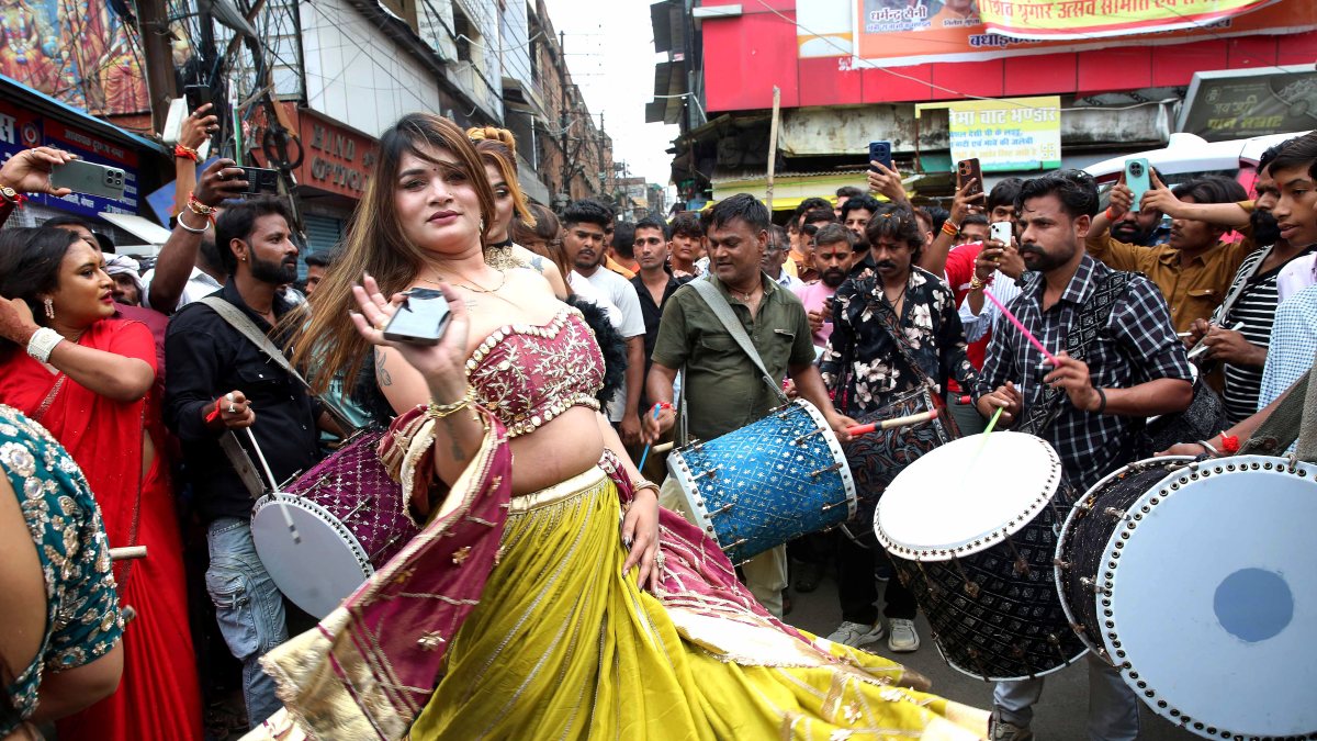 Transgenders perform at Bhujariya festival procession in Bhopal