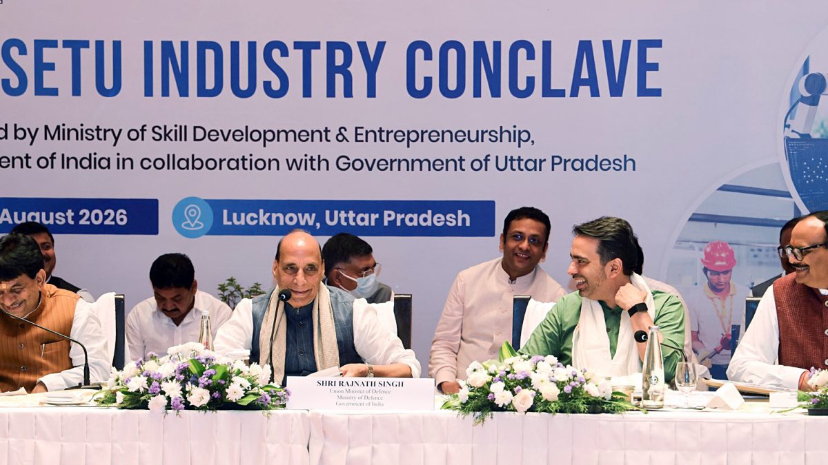 Defence minister Rajnath Singh attends PM-Setu conclave in Lucknow
