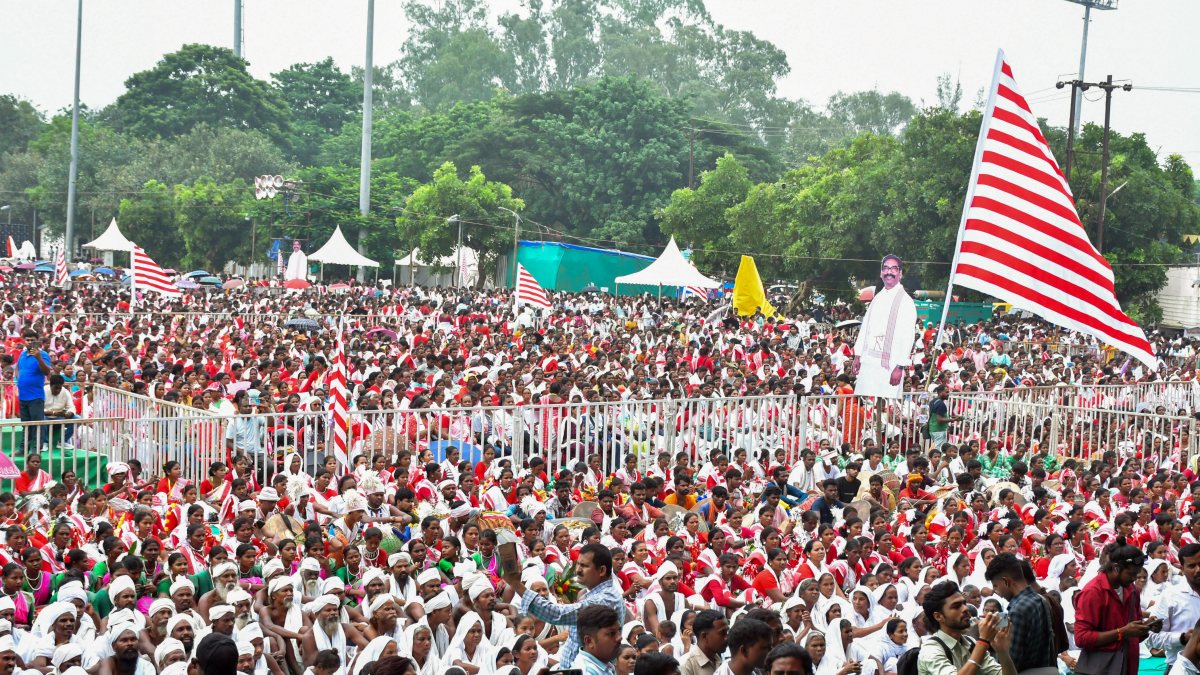 Tribal community gathers in traditional attire at Ranchi event